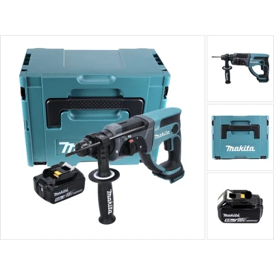 Afbeelding van Makita DHR 202 T1J accu combihamer 18 V 2.0 J SDS Plus + 1x oplaadbare 5.0 Ah Makpac zonder lader