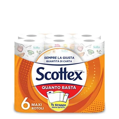 Afbeelding van Scottex Hoeveel is genoeg, keukenpapier, halve scheuroptie, ultra absorberend, FSC gecertificeerd papier, 24 maxi rollen