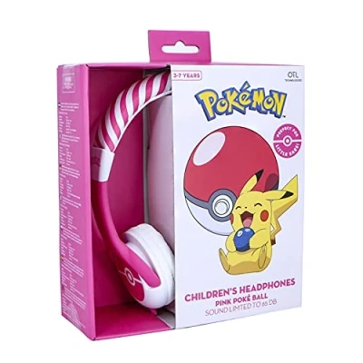 Afbeelding van Pokémon Pink kinder koptelefoon volumebegrenzing verstelbaar comfortabel