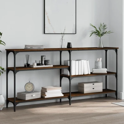 Afbeelding van Wandtafel 160x29x75 cm bewerkt hout bruin eikenkleur