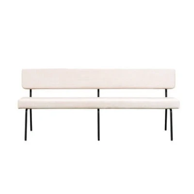 Afbeelding van Bronx71® Scandinavische eetkamerbank Espen beige gerecyclede stof 190 cm eettafelbank eetbank