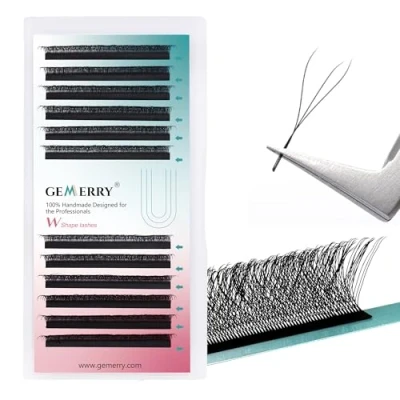 Afbeelding van Gemerry Wimpers in W vorm, 3D, wimperverlenging, volume Russisch, zijde, 0,07 D Curl, 13 mm, 3D volume, Lashes (W 0,07D mm)