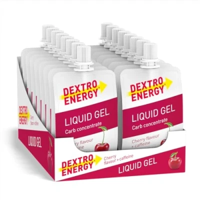 Afbeelding van Dextro Energy Liquid Gel Lekkere Vegan Energiereep Alternatief voor vrouwelijke duursporters Cherry + cafeïne 18 x 60 ml (pak met stuks)