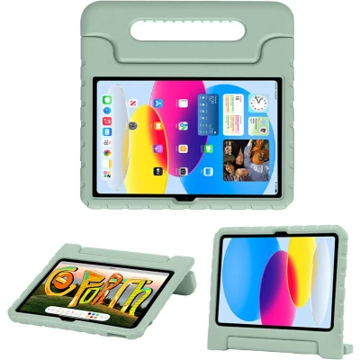 Afbeelding van iMoshion Tablet Hoes Kinderen Geschikt voor iPad 10 (2022) 10.9 inch Kidsproof Backcover met handvat Groen /Olive Green
