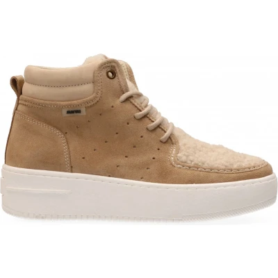 Afbeelding van Maruti Sneakers hoog, Dames, Maat: 39, Beige teddy Veloursleer