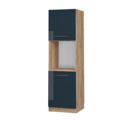 Afbeelding van Vicco Ovenombouwkast Fame Line, Donkerblauw hoogglans/Krachtige eik goud, 60 cm open