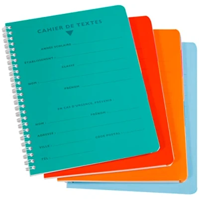 Image de Cahier de texte, 17 x 22 cm, séyès. Reliure intégrale, 124 pages, blanc, 90g