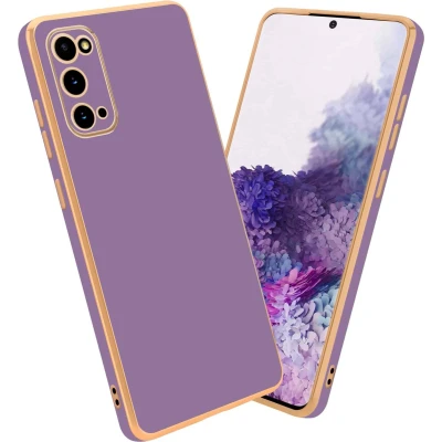 Afbeelding van Cadorabo Hoesje geschikt voor Samsung Galaxy S20 in Glossy Paars Goud Beschermhoes Case Cover van flexibel TPU silicone en met camerabescherming