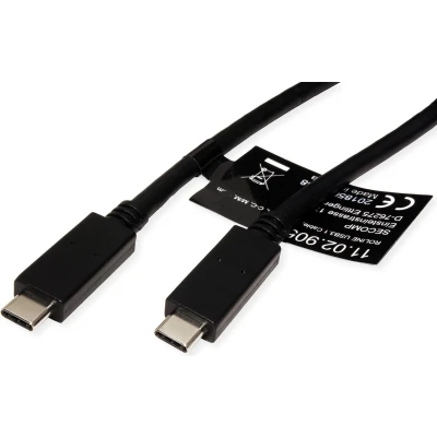 Afbeelding van ROLINE USB 3.2 Gen 2 kabel, met PD (Power Delivery) 20V5A, Emark, C C, M/M, zwart, m