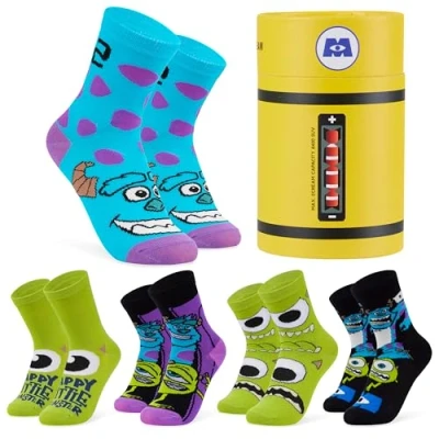 Afbeelding van Disney Kindersokken, monster en gezelschap, set van 5 paar fantasiesokken, kinderen, jongeren, 30 35 39, Meerkleurig