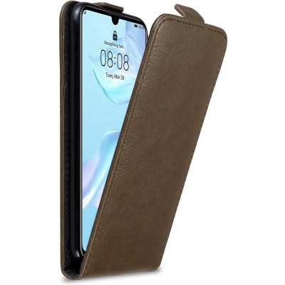 Afbeelding van Cadorabo Hoesje geschikt voor Huawei P30 in KOFFIE BRUIN Beschermhoes flip design Case Cover met magnetische sluiting