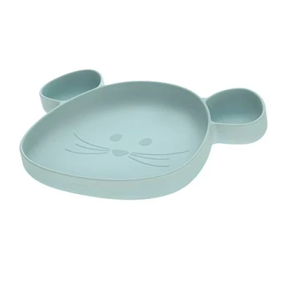 Afbeelding van Lässig Section Plate Silicone Little Chums Mouse Blue