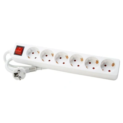 Afbeelding van Kopp tafelcontactdoos 6 voudig 45g RA+schak. wit (1.4mtr)