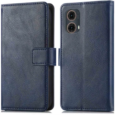 Afbeelding van imoshion Hoesje Geschikt voor Motorola Moto G85 Met Pasjeshouder Luxe Bookcase Donkerblauw