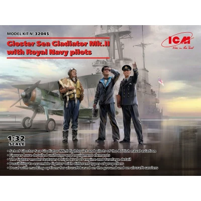 Afbeelding van 1:32 ICM 32045 Gloster Sea Gladiator Mk.II with Royal Navy pilots Plastic Modelbouwpakket
