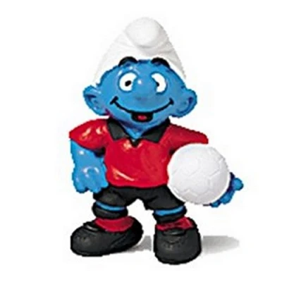 Afbeelding van Voetballer smurf poppetje in rood tenue Schleich 6 cm De smurfen