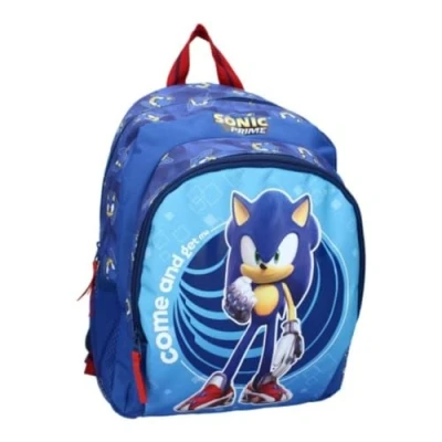 Afbeelding van mybagstory Rugzak Sonic Blauw Kind School Basisschool Kleuterschool Kinderkamer Schooltas Jongen Maat 35 cm Verstelbare bandjes Cadeau idee, Blauw, cm,