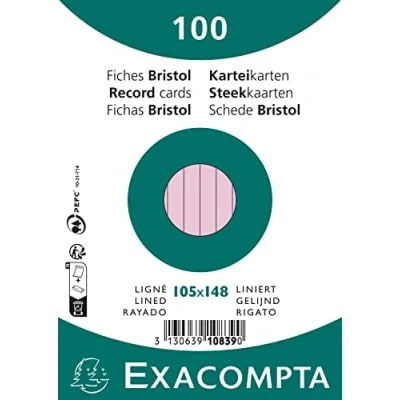 Afbeelding van Exacompta systeemkaart gelinieerd A6 rood 100 stuks.