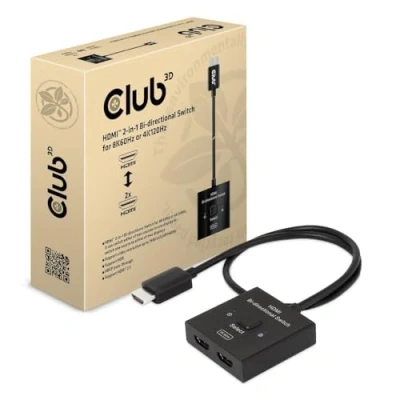 Afbeelding van club3D HDMI switch 2 in 1 bidirektional poorten 7680 x 4320 Pixel