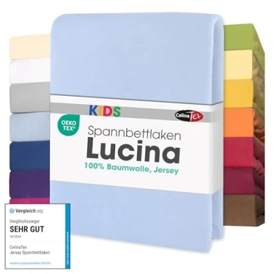 Afbeelding van CelinaTex Lucina for Kids 3 pack 60x120 70x140 cm hoeslaken aqua blauw katoen