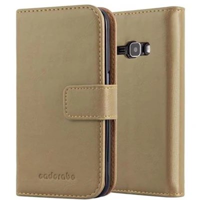 Afbeelding van Cadorabo Hoesje geschikt voor Samsung Galaxy J1 2016 in CAPPUCCINO BRUIN Beschermhoes met magnetische sluiting, standfunctie en kaartvakje Book Case Cover Etui