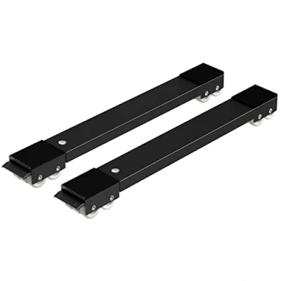 Afbeelding van Ronlap Set van 2 transportwielen, onderbouw wasmachine, voor koelkast, droger, vriezer tot 300 kg, met 24 wielen, rem, grijs