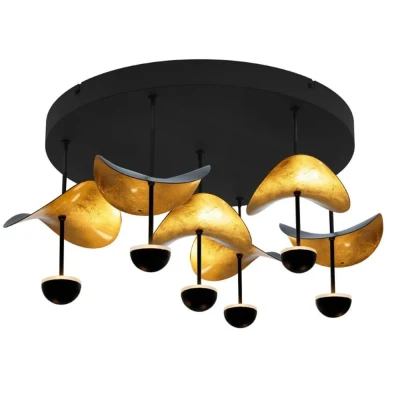 Afbeelding van Eglo Plafonniere Wings of Light Zwart Goud Ø50cm