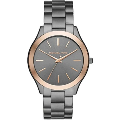 Afbeelding van Michael Kors Runway Herenhorloge, kwartsuurwerk, met roestvrijstalen of leren band, Grijs en roségoud, MK8576