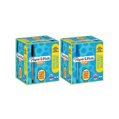 Image de Stylo bille Papermate InkJoy bleu Boite de 100 dont 20 gratuits