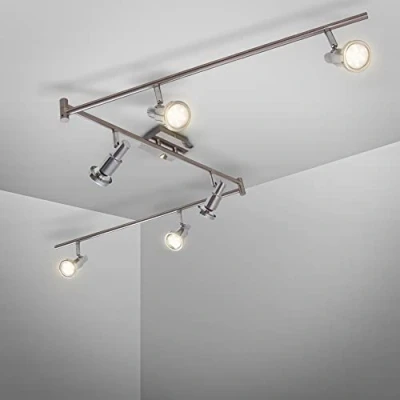 Afbeelding van B.K.Licht LED opbouwspots met 6 lichtpunten GU10 fitting draaibare plafondspots 180cm incl. 6x 3.000K 400Lm