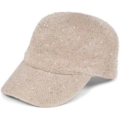 Afbeelding van styleBREAKER 04023094 Honkbalpet voor dames, effen kleur, geweven met pailletten, luchtige zomerpet, verstelbare metalen gesp, Beige