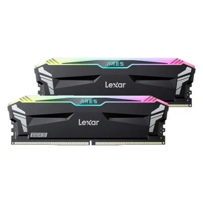 Afbeelding van Lexar ARES RGB DDR5 RAM Kit 32 GB (2 x 16 GB) 7200 MHz, 288 Pin UDIMM PC RAM, Desktopgeheugen voor XMP 3.0/AMD EXPO, DRAM geoptimaliseerd door SK Hynix, CL34 42 84, 1,4 V (LD5U16G72C34LA RGD)
