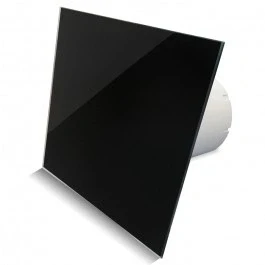 Afbeelding van Badkamer/toilet ventilator standaard Ø100mm vlak glas glans zwart