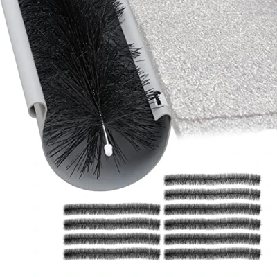 Afbeelding van Relaxdays dakgootegel set van 10 dakgootborstel Ø 12 cm 1 m per stuk zwart