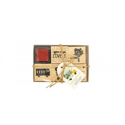 Afbeelding van Violet Studio Rainbow Blooms Wooden Stamps &amp; Ink Pad