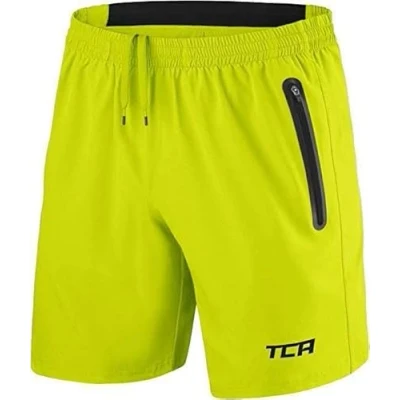 Afbeelding van TCA Mannen Elite Tech Lichtgewicht Hardloop Gym Trainings Shorts met Ritszakken Fel Groen, XL