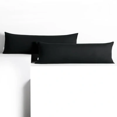 Image de DecoKing Lot de 2 taies d&#039;oreiller 40 x 145 cm en Jersey Coton avec Fermeture éclair Noir Ambre