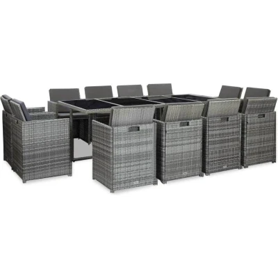 Afbeelding van 13 delige Tuinset met kussens poly rattan antraciet