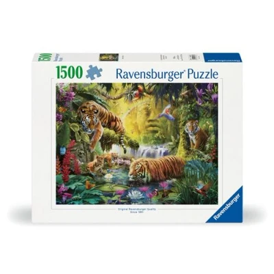 Image de Puzzle 1500 pièces Ravensburger Tigres au plan d&#039;eau