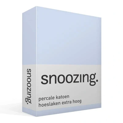 Afbeelding van Snoozing Hoeslaken Extra hoog Tweepersoons 140x220 cm Percale katoen Hemel