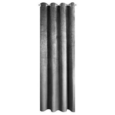 Afbeelding van Eurofirany Pierre Fluwelen gordijn met oogjes voor woonkamer, slaapkamer, modern, klassiek, metalen ogen, 1 stuk, 215 g/m², grijs, 140 x 250 cm