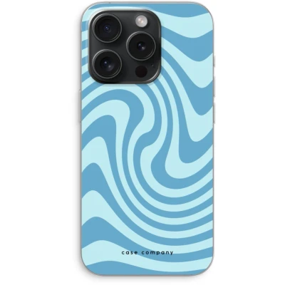 Afbeelding van Case Company® hoesje geschikt voor iPhone 15 Pro Swirl Blauw Soft Cover Telefoonhoesje Bescherming aan alle Kanten en Schermrand