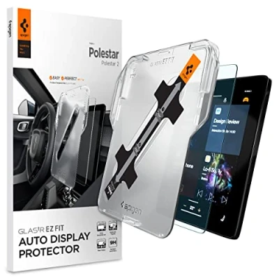 Afbeelding van Spigen Glas.tR EZ Fit gehard glas voor Polestar 2 (2021 2024), 11,15 inch, installatieset inbegrepen, mat, anti vingerafdruk, krasbestendig, displaybescherming