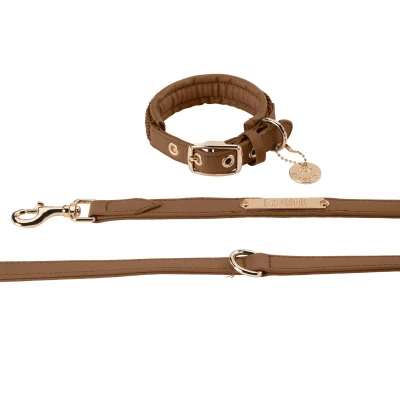 Image de Eskadron Collier &amp; Laisse Heritage Faux Leather Plait Almond