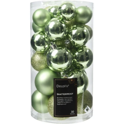 Afbeelding van Decoris kerstballen 30x stuks 4, 5 en 6 cm groen kunststof kerstversiering
