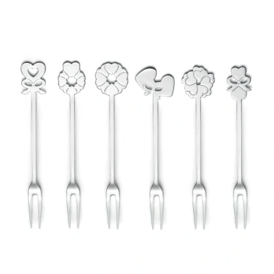 Afbeelding van Guzzini Set Of 6 Appetiser Forks Love Steel