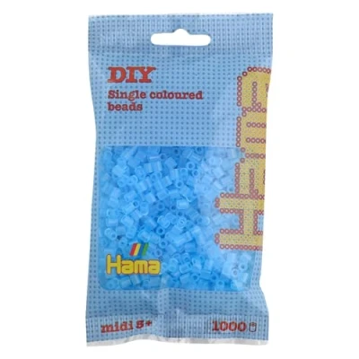 Image de Hama 207 73 Loisirs Créatifs Sachet 1000 Perles à Repasser Taille Midi Bleu Transparent