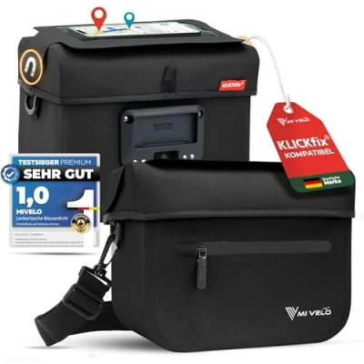 Afbeelding van MIVELO KLICKfix Fietsstuurtas, 100% waterdicht, stuurtas, afneembaar vak voor mobiele telefoon, compatibel met e bike (zwart)