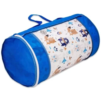 Afbeelding van Best For Kids Kinderbed matras 70 x 140 cm met reistas overtrek 100% zacht katoen bosdieren blauw
