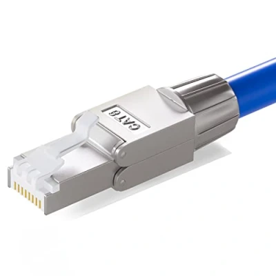 Afbeelding van hb digital CAT.8.1 RJ 45 NS 8 netwerkstekker naar snijklem (LSA) Vergulde contacten Gigabit LAN stekker zonder gereedschap Voor CAT8 CAT7 CAT6a DSL Internet STP aansluitkabel, 1 stuk